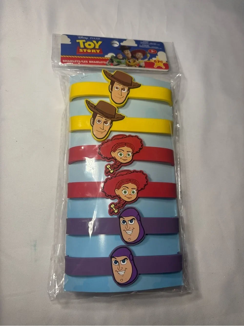 6 New Toy Story Kids Character Silicone Bracelets - Yellow, Red, Purple